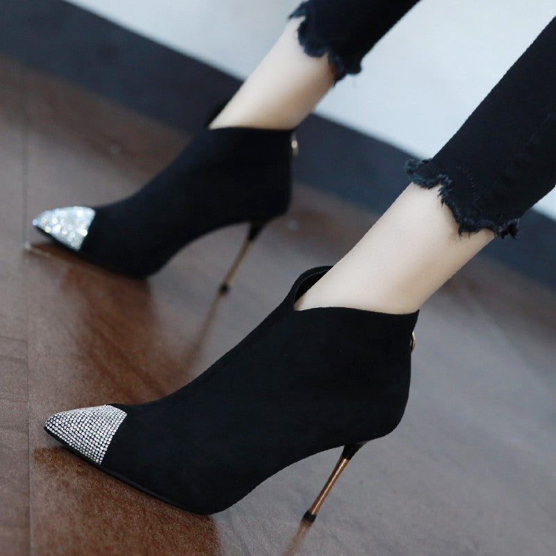 Women's Zipper Ankle Red Wedding Shoes Bridesmaid High Heel Stiletto Martin Boots